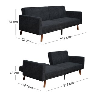 Foto 2 | Foto 2 | Sofá Cama Aren Tapizado En Lino Negro Diseño Nórdico Ilios Innova Con Respaldo Dividido Reclinable Para Sala De Estar