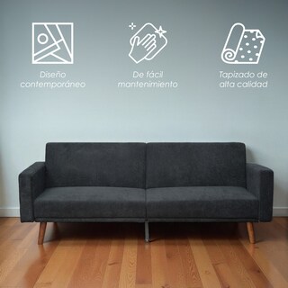 Foto 3 | Foto 3 | Sofá Cama Aren Tapizado En Lino Negro Diseño Nórdico Ilios Innova Con Respaldo Dividido Reclinable Para Sala De Estar