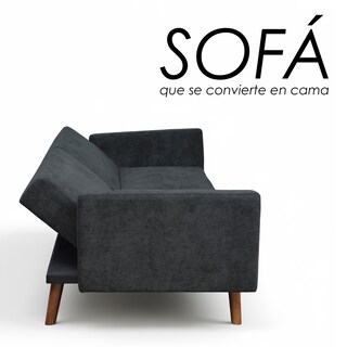 Foto 6 | Foto 6 | Sofá Cama Aren Tapizado En Lino Negro Diseño Nórdico Ilios Innova Con Respaldo Dividido Reclinable Para Sala De Estar