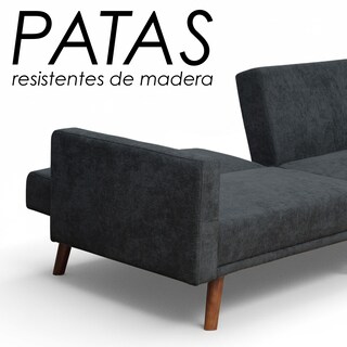 Foto 7 | Foto 7 | Sofá Cama Aren Tapizado En Lino Negro Diseño Nórdico Ilios Innova Con Respaldo Dividido Reclinable Para Sala De Estar