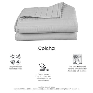 Foto 6 | Foto 6 | Colcha Trinity Color Gris Perla King Size + Sábanas Basic + 2 Almohadas Osos