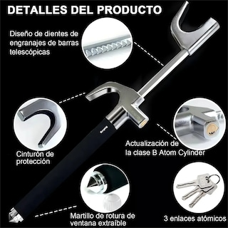 Foto 3 | Foto 3 | Bastón de Seguridad para Automóvil Belug Plateado