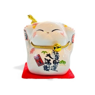 Foto 7 | Foto 7 | Set De 5 Mini Gatos De La Fortuna De Cerámica De 4 Cm De Color Blanco