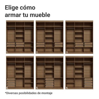 Foto 5 | Foto 5 | Ropero Closet Madesa Venus 6 Puertas 2 Espejos 180cm Mc 02