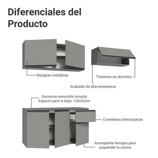 Foto 4 | Foto 4 | Cocina Integral Completa Modular Madesa Nice 200cm Gris 1