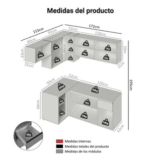 Foto 3 | Foto 3 | Cocina Integral Esquinero Modular Madesa Nice 325cm Gris