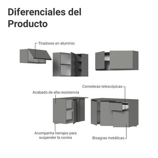 Foto 4 | Foto 4 | Cocina Integral Esquinero Modular Madesa Nice 325cm Gris