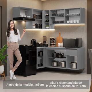 Foto 5 | Foto 5 | Cocina Integral Esquinero Modular Madesa Nice 325cm Gris