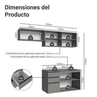 Foto 3 | Foto 3 | Cocina Integral Completa Modular Madesa Nice 200cm Gris 05