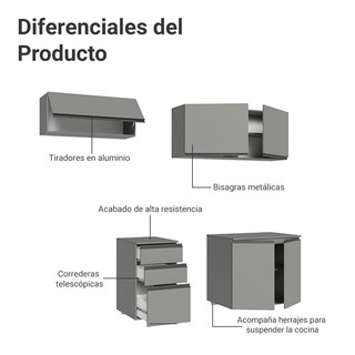 Foto 4 | Foto 4 | Cocina Integral Completa Modular Madesa Nice 200cm Gris 05