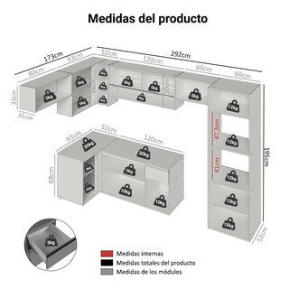 Foto 3 | Foto 3 | Cocina Integral Completa Modular Madesa Nice 465cm Gris 06