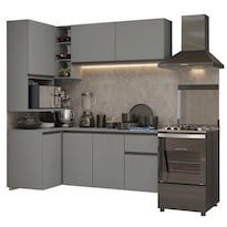 Cocina Integral Esquinero Modular Madesa Nice 265cm Gris 1