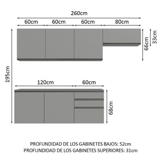 Foto 3 | Foto 3 | Cocina Integral Completa Modular Madesa Nice 260cm Gris