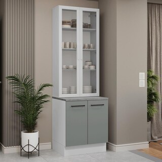 Foto 2 | Foto 2 | Kit Gabinete Bajo Con Armario De Vidrio Madesa Agata 70cm Bg