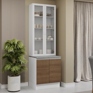 Foto 2 | Foto 2 | Kit Gabinete Bajo Con Armario De Vidrio Madesa Glamy 70cm Bm