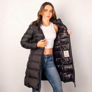 Foto 4 | Foto 4 | Chamarra Larga Capitonada Para Mujer Con Capucha Desmontable Greenlander Negro