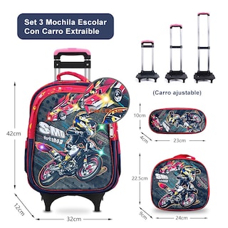 Foto 2 | Foto 2 | Kit Mochila Escolar Lonchera Lapicera Primaria Con Carrito