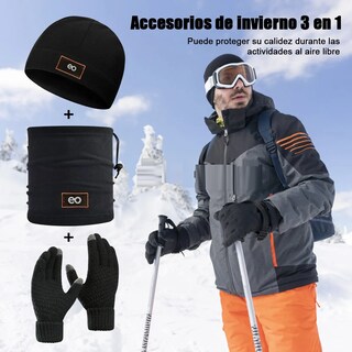 Foto 3 | Foto 3 | Gorro Negro con Bufanda y Guantes