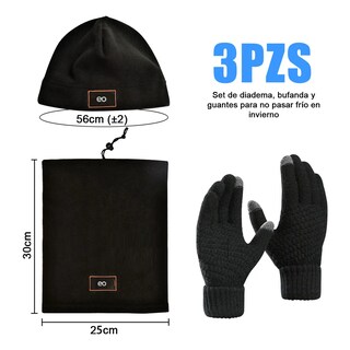Foto 4 | Foto 4 | Gorro Negro con Bufanda y Guantes