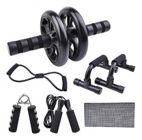 Kit Rodillo Rueda Abdominal Xtellar Barras Push-up Cuerda Ejercitado