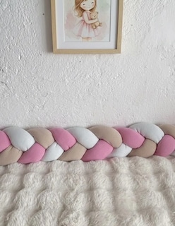 Foto 2 | Foto 2 | Cojín Protector De Cuna Bebé Personalizado 4 Mts Rosa Beige Liso Rosa