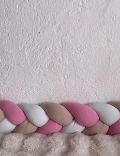 Foto 3 | Foto 3 | Cojín Protector De Cuna Bebé Personalizado 4 Mts Rosa Beige Liso Rosa