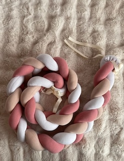 Foto 3 | Foto 3 | Protector De Cuna 2 Mts Rosa Beige blanco Bebé Trenza Liso Multicolor