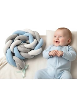 Foto 3 | Foto 3 | Protector Cuna Trenza 6 Tubos 2 Mts Bumper Bebe Azul Gris Liso Azul Acero