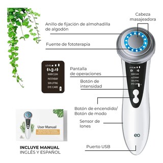 Foto 3 | Foto 3 | Masajeador Facial Fototerapia de Luz y Calor Térmico Eo Safe Imports ESI-22793 Plateado