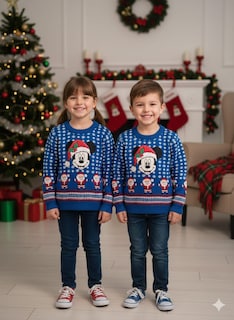 Foto 2 | Foto 2 | Suéter Navideño Navidal Con Bordado De Mickey Mouse Tejido Premium Infantil Unisex