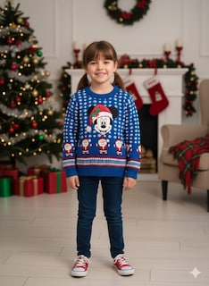 Foto 3 | Foto 3 | Suéter Navideño Navidal Con Bordado De Mickey Mouse Tejido Premium Infantil Unisex
