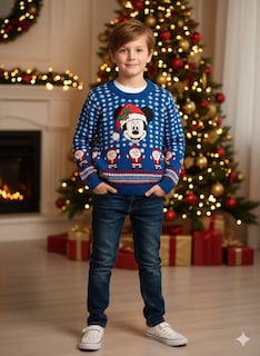 Foto 5 | Foto 5 | Suéter Navideño Navidal Con Bordado De Mickey Mouse Tejido Premium Infantil Unisex