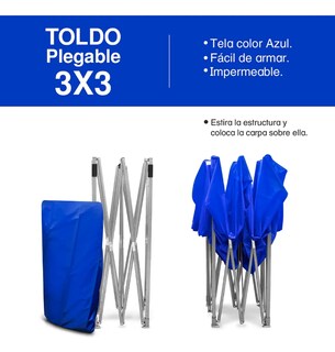 Foto 3 | Foto 3 | Toldo Reforzada 3 x 3 Impermeable Azul