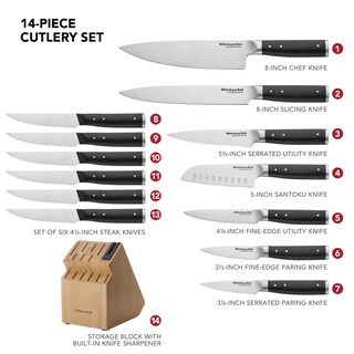 Foto 5 | Foto 5 | Juego De Bloques De Cuchillos Kitchenaid Forjados Con Triple Remachado 14 Piezas - Venta Internacional.