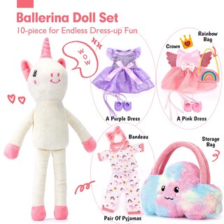 Foto 2 | Foto 2 | Set De Muñeco De Peluche Con 3 Atuendos Y Bolsa De Peluche - Venta Internacional.