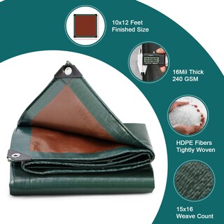 Foto 2 | Foto 2 | Lona Cscri De 10 X 12 Pies 16 Mm Resistente Al Agua Verde Y Marrón - Venta Internacional.