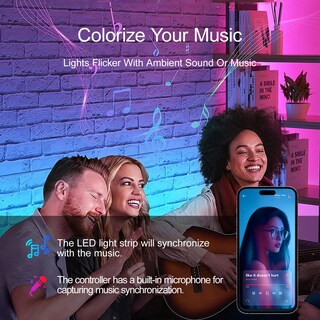 Foto 3 | Foto 3 | Tira De Luces Led Hbowmdjia De 40 M Con Control Remoto Y Aplicación Bluetooth - Venta Internacional.