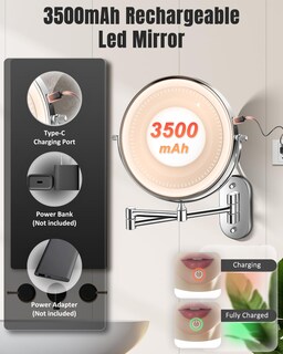 Foto 5 | Foto 5 | Espejo De Maquillaje Vfd 30x/1 X Montado En La Pared Recargable 20 Cm - Venta Internacional.