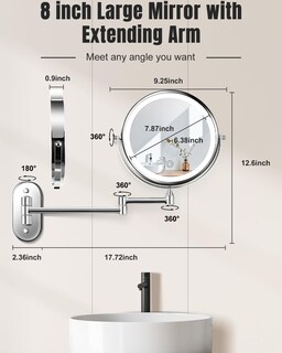 Foto 6 | Foto 6 | Espejo De Maquillaje Vfd 30x/1 X Montado En La Pared Recargable 20 Cm - Venta Internacional.