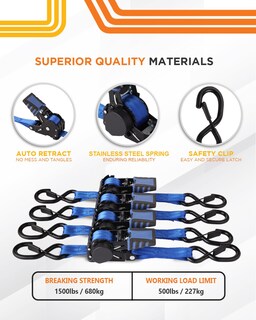 Foto 4 | Foto 4 | Correas De Trinquete Strapinno Retráctiles Automáticas 1 Pulgada X 6 Pies 680 Kg - Venta Internacional.