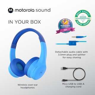 Foto 5 | Foto 5 | Auriculares Inalámbricos Para Niños Pequeños Motorola Sound Jr300 Con Micrófono Azul - Venta Internacional.
