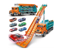 Camión De Juguete Con Pista Elevable Y 6 Coches