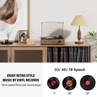 Foto 4 | Foto 4 | Tocadiscos Cotsoco Para Vinilo Bluetooth 3 Velocidades Madera Marrón - Venta Internacional.