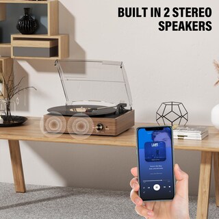 Foto 6 | Foto 6 | Tocadiscos Cotsoco Para Vinilo Bluetooth 3 Velocidades Madera Marrón - Venta Internacional.