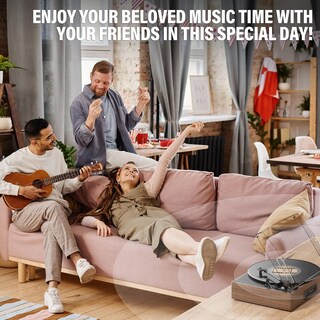 Foto 7 | Foto 7 | Tocadiscos Cotsoco Para Vinilo Bluetooth 3 Velocidades Madera Marrón - Venta Internacional.