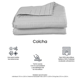 Foto 6 | Foto 6 | Colcha Trinity Color Gris Perla King Size + Sábanas Trinity + 2 Almohadas Trinity