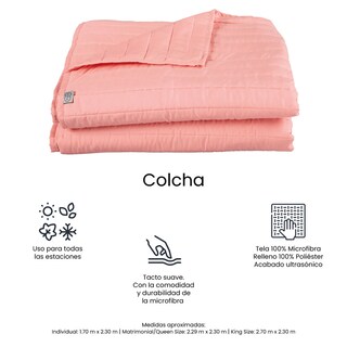Foto 6 | Foto 6 | Colcha Trinity Color Rosa Queen Size + Sábanas Trinity + 2 Almohadas Trinity