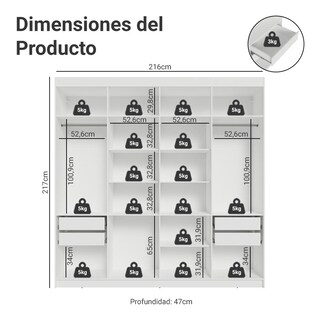 Foto 3 | Foto 3 | Ropero Closet Madesa Venus 8 Puertas 2 Espejos 216cm Bn 01