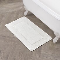Alfombra De Baño Laura Ashley Con Borde De Volantes 100% Algodón 50x85 Cm Blanca - Venta Internacional.