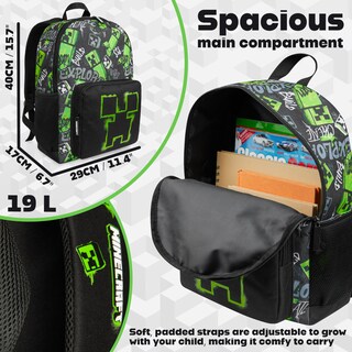 Foto 6 | Foto 6 | Mochila Minecraft Creeper Para Niños Negra - Venta Internacional.